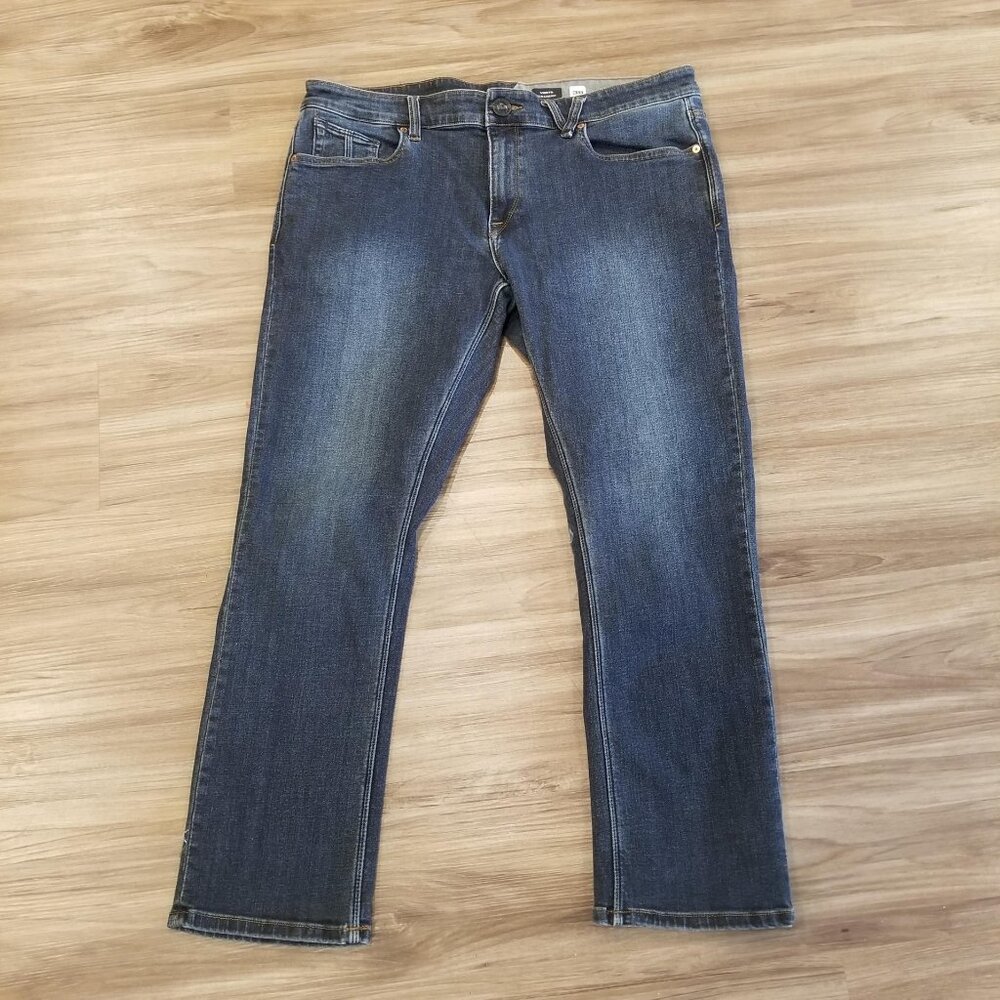 Volcom Vorta 36x29 Slim Straight Stretch Blue Denim Jeans Mens Excellent Cond